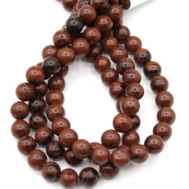 Fio de Pedra Natural / 8mm - Bola - Jaspe Marrom (Aprox.: 46 Unidades)