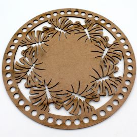 Base de Madeira / 20cm - Folha Costela de Adão (unidade) 