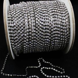 Corrente com Strass Transparente / SS12 (1 METRO)
