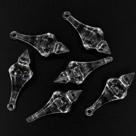 Pingente de Acrílico / 48x18mm - Gota Pião (10 gramas) - Transparente 