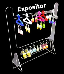 Expositor para Brinco em Acrílico / 26,5X25cm - Cabideiro (1 kit) - Transparente 